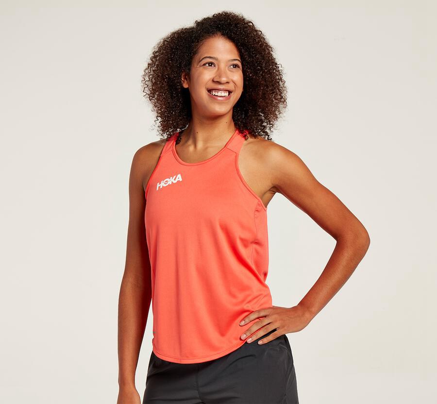 Top Hoka One One Feminino Laranja - Performance Tank - 398-GMASLR